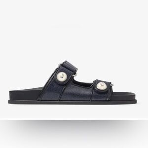Jimmy Choo Fayence Glazed Denim Slide Sandals / Like New / size 36